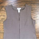 Carmen Marc Valvo  • taupe sleeveless shift dress mini notch neck crepe chiffon Photo 2