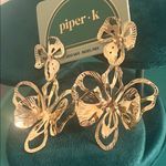 Piper New Oversized 3D Laser Cut Gold Tone Floral Drop Earrings Photo 5
