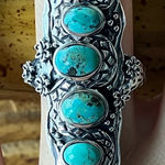 Natural Blue Moon Turquoise Sterling Silver Snake Ring Size 7 Photo 0