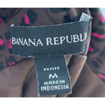 Banana Republic Slip Midi Dress Size Medium Petite Leopard Brown Pink Tie Back Photo 4