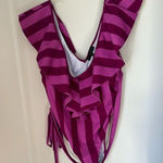 Eloquii NWT Plus size stripes swimsuit with ruffle detail size 26 Photo 0