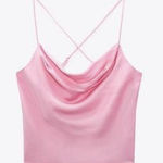ZARA  Satin Pink Cowl-Neck Cami – Size Medium Photo 0