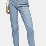 Topshop Premium Mom Jeans High Rise High Waisted Light Wash Denim Blue 32 x 32 Photo 0