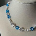 Pearl Evil Eye Necklace 🧿 Blue Photo 1