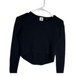 CAbi Black Ribbed Cropped Sweater with Shoulder Detail Long Sleeve Pullover XS Photo 4