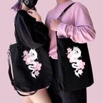 White Dragon Tote Bag Black Photo 0