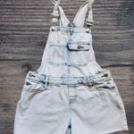 Mossimo Denim White Wash Women Small Overall Jean Shorts Distressed Hem w Pocket Photo 0