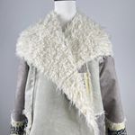 Johnny Was NWOT  Fur & Faux Suede Floral Embroidered Coat Pockets Size S Grey Photo 0