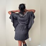 White House | Black Market Black Embellished Butterfly Sleeve Dress Size S Photo 3