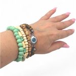 Handmade  wooden beads stretch bracelets Set of 5, NEW! Photo 0