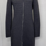 Calvin Klein  Gray Ribbed Mock Neck Long Sleeve Sweater Dress Full Double Zip M Photo 0