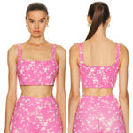 Love Shack Fancy  Adara Floral Active Sport Bra Bubble Sunshine Pink Women's XS Photo 1