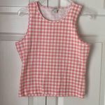 J. Crew Factory Longline tank top capri Pink White Gingham S Plain Crew Neck Sle Size XS Photo 1