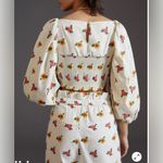 Anthropologie STUNNING Farm Rio Embroidered Flowers Crop Top and pant set XL EUC Photo 2