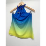 Lauren Ralph Lauren Halter Top Size Small Blue Green Ombre Sleeveless‎ Zip Up Blue Photo 5
