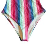 Privacy Please One Piece Halter Top Swimsuit Bold Stripe Size Medium Women's Photo 2