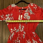Raga  rohit teared peasant bell sleeve metallic shimmer red mini floral dress S Photo 7
