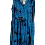 Klozlyne Blue Rayon Tropical Mirror Image Fish Hawaiian Print Dress Womens XL Photo 6