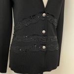 Vertigo  Paris Black Lace & Sequin Button Front Knit Cardigan Sweater Small Photo 1