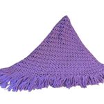 American Vintage OOAK Vintage Large Hand Crocheted shawl with fringe in purple Photo 7