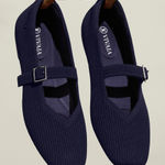 Vivaia Margot Mary Jane Comfort OldMoney Washable Arch Support Flats Navy 8 Wide Blue Size undefined Photo 0