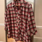 Long Sleeve Plaid Button‎ Up Shirt Size Large Red Photo 0