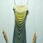 Micas Ombré Print Mesh Elegant Ombre Green Dress Photo 5