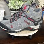 Merrell Deverta Vent Waterproof Mid Boot Lace Up Gray Red Womens Hiking Outdoor Photo 2