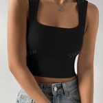 SheIn Black Square Neck Crop Top Photo 0