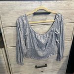 Arizona Jeans Arizona Jean Crop Top Large Women's Blue Floral Peasant Country XL Photo 2