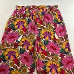 Rose + Olive  Bright Floral Textured Crepe Wide Leg Pant L Photo 1