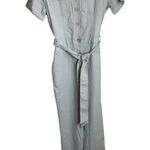Haute Monde Women Button down Jumpsuit Sz. Lrg Mint Green NWT Collared waist Tie Photo 1
