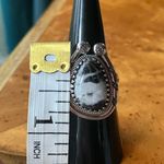 Genuine White Buffalo Sterling Silver Horseshoe Ring Size 7 Black Photo 4
