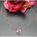 Guess Adorable  Rose Gold Tone Double Heart Pendant Necklace Dainty 16" Long Photo 1