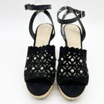 Marc Fisher  Womens Wedge Sandals 9.5 Black Espadrille Boho Beach Indie‎ Sleaze Photo 1