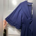 Finders Keepers  | Limoncello Tie-Front Flared Sleeve Playsuit Romper Navy Sz 6 Photo 5