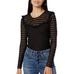 Parker Top Size Small (estimated) Black Sheer Ruffle New Photo 0