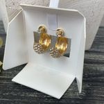 House of Harlow  Gold & Rhinestone Glass Stones Hoop Pierced Statement Earrings Photo 4