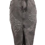 One Teaspoon Denim Skirt 23 NWT Phantome Cadillac Distressed Slit Gray Street Photo 2