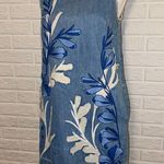 Holding Horses Anthropologie  Denim Leaves Appliqué Mini Shift A-line Dress, XS Photo 0