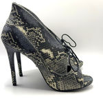 Pour La Victoire  Vika Snakeskin Lace-Up Peep Toe Booties Heels Sz 8 Stiletto Photo 6