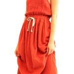 Free People  | Those Sunshine Feels Midi Tank Dress Tie Waist Rust Orange | Large Photo 0