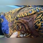 Vintage CST Studio tiger leopard print motif button down blouse, size 2X Purple Photo 6