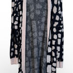 BLANK NYC Black Tan Giraffe Animal Print Duster Cardigan Sweater Womens M Cozy Photo 0