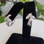 Stainless Steel Huggie Hoop Earrings Nail Ring Design Silver Photo 0