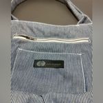 JET JOHN ESHAYA Striped Blue Tote Bag with Neon Yellow Studs Photo 5