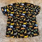 Dickies  Scrub Top - Size Large - Safari Animal Print Cotton Photo 1
