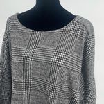 August Silk  Womens Plaid Dolman Sleeve Plush Oversized Tunic‎ Top Black Medium Photo 1
