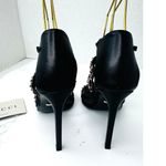 Gucci  Charlotte Black Leather Pink Crystal Jeweled Strappy Sandals Pump EU 39.5 Photo 4