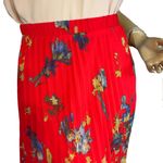 Vince Camuto RED & BLUE FLORAL PRINT ACCORDION PLEAT MIDI SKIRT (L) Photo 5